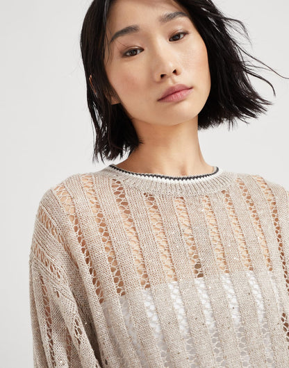 Linen dazzling ribbed net sweater
