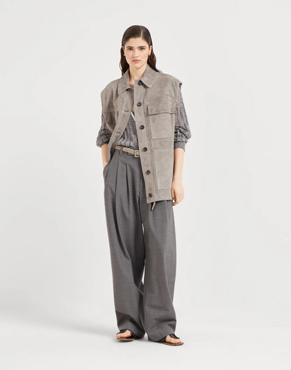 Linen dazzling ribbed net cardigan