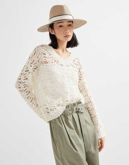Foliage lace sweater in linen and silk Diamond yarn