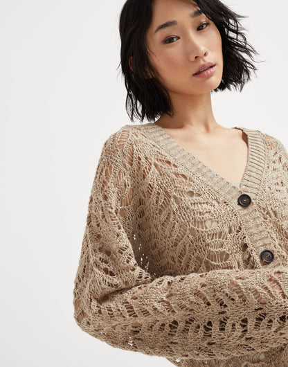 Foliage lace cardigan in linen and silk Diamond yarn