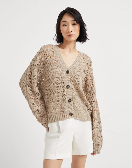 Foliage lace cardigan in linen and silk Diamond yarn