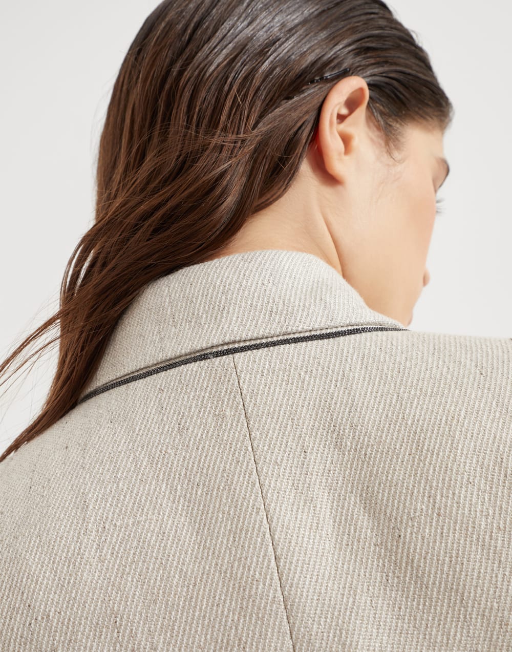 Linen cover outerwear blazer with monili