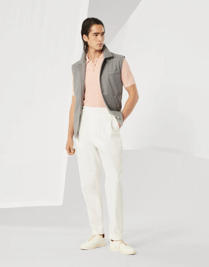 Bonded virgin wool fresco vest with Thermore® padding and shirt-style collar