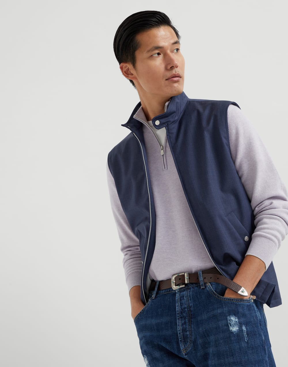 Bonded virgin wool fresco vest with Thermore® padding