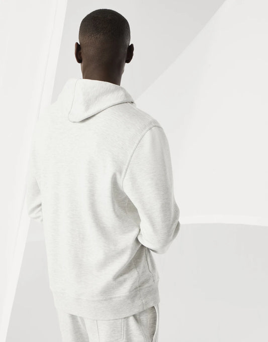 Cotton, cashmere and silk French terry double cloth hooded sweatshirt with zipper