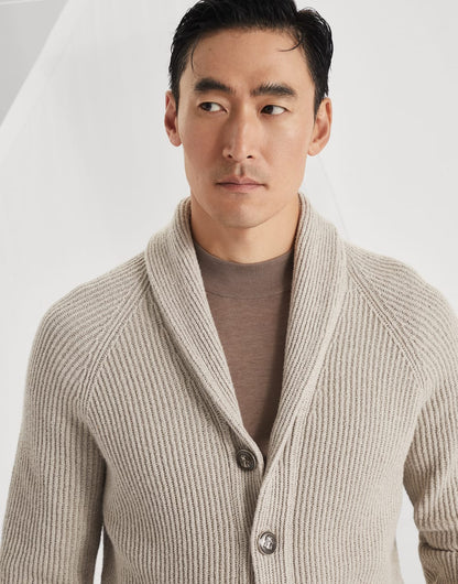Malfilé cotton English rib cardigan with raglan sleeves
