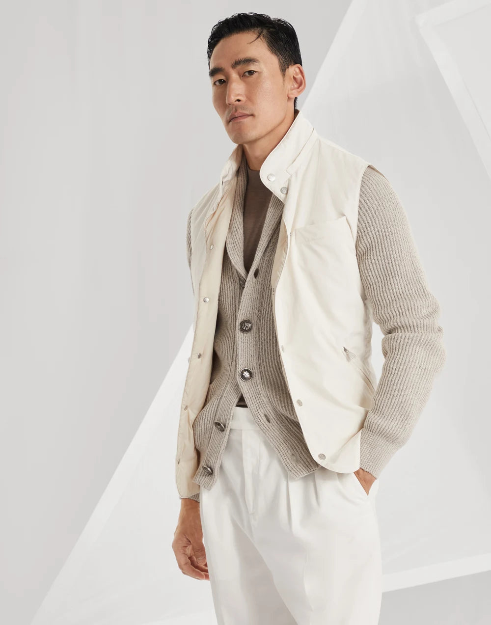 Malfilé cotton English rib cardigan with raglan sleeves