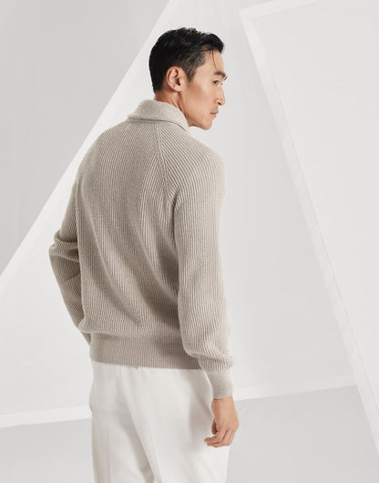 Malfilé cotton English rib cardigan with raglan sleeves