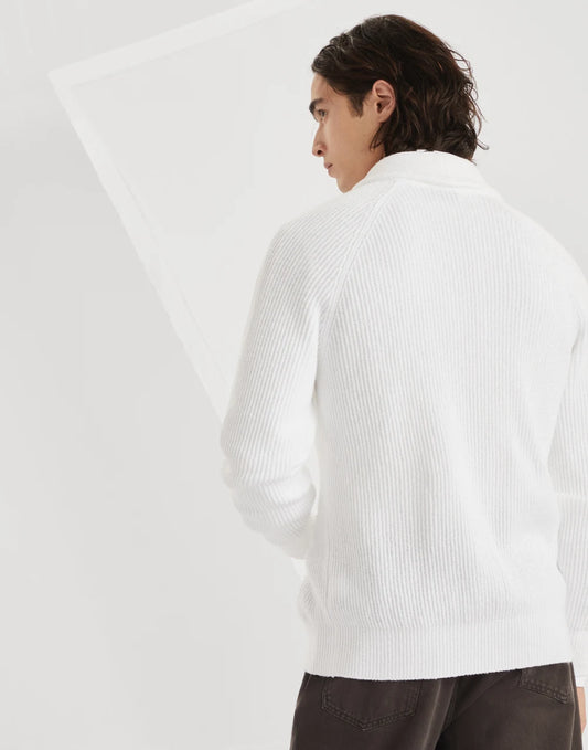 Malfilé cotton English rib cardigan with raglan sleeves