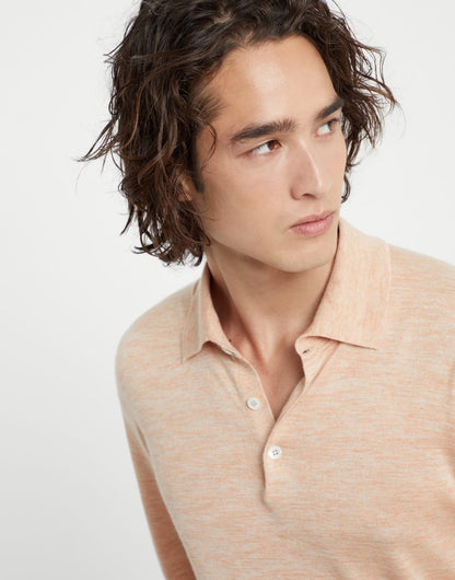 Lightweight cashmere, silk and linen knit polo shirt