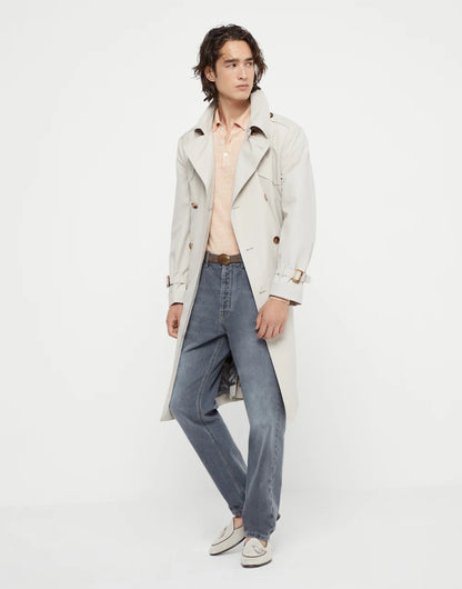 Lightweight cashmere, silk and linen knit polo shirt