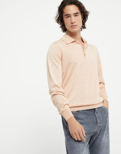 Lightweight cashmere, silk and linen knit polo shirt