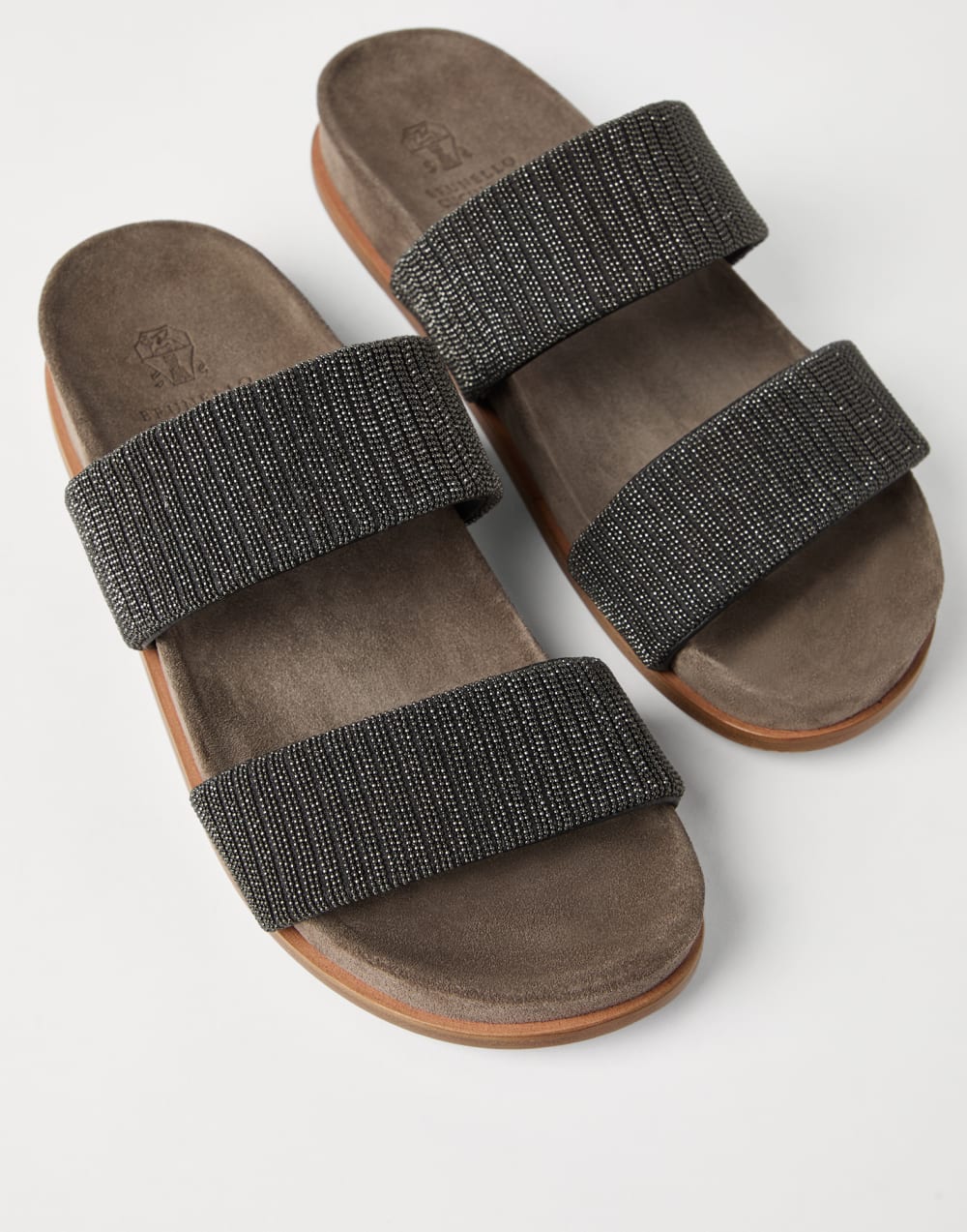 Suede slides with precious straps