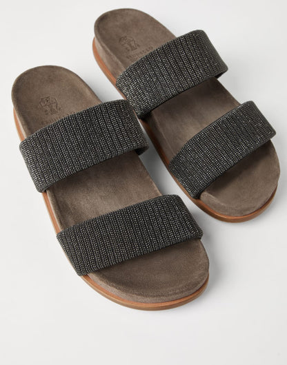 Suede slides with precious straps