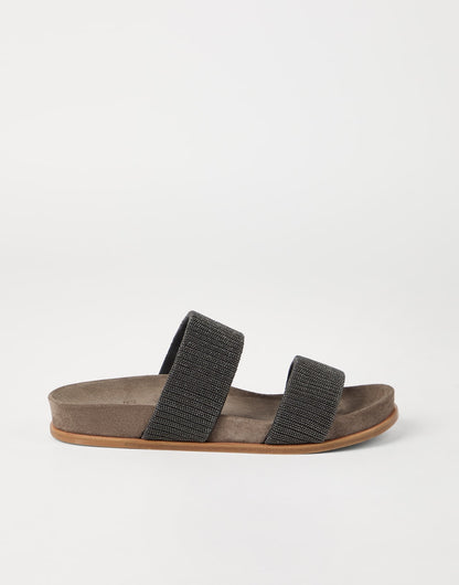Suede slides with precious straps
