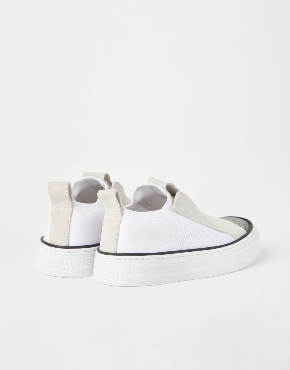 Knit and suede slip-on sneakers with precious toe