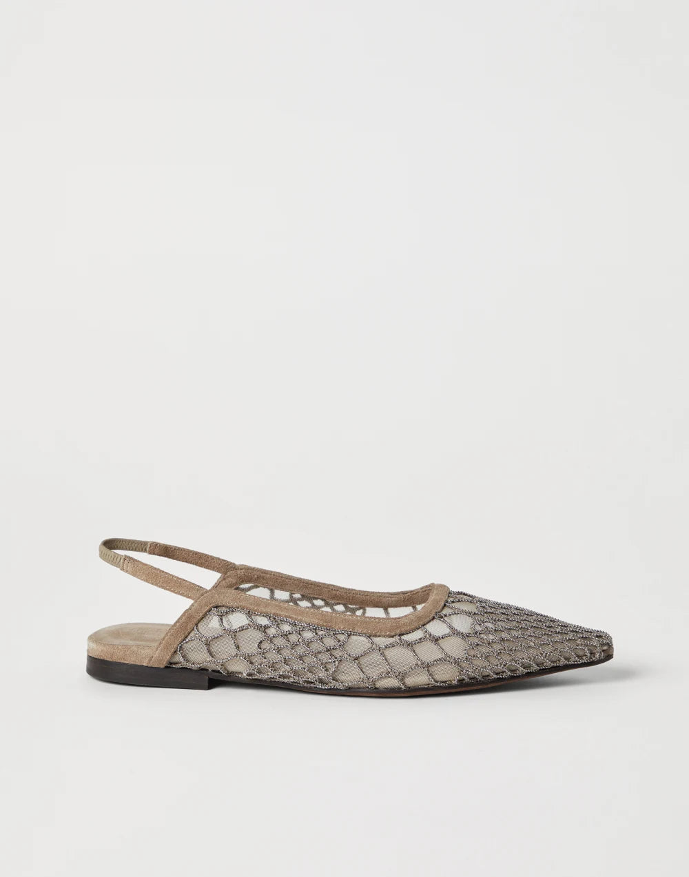 Precious net embroidery slingback flats