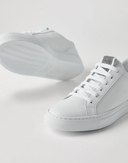 Matte calfskin sneakers with precious detail