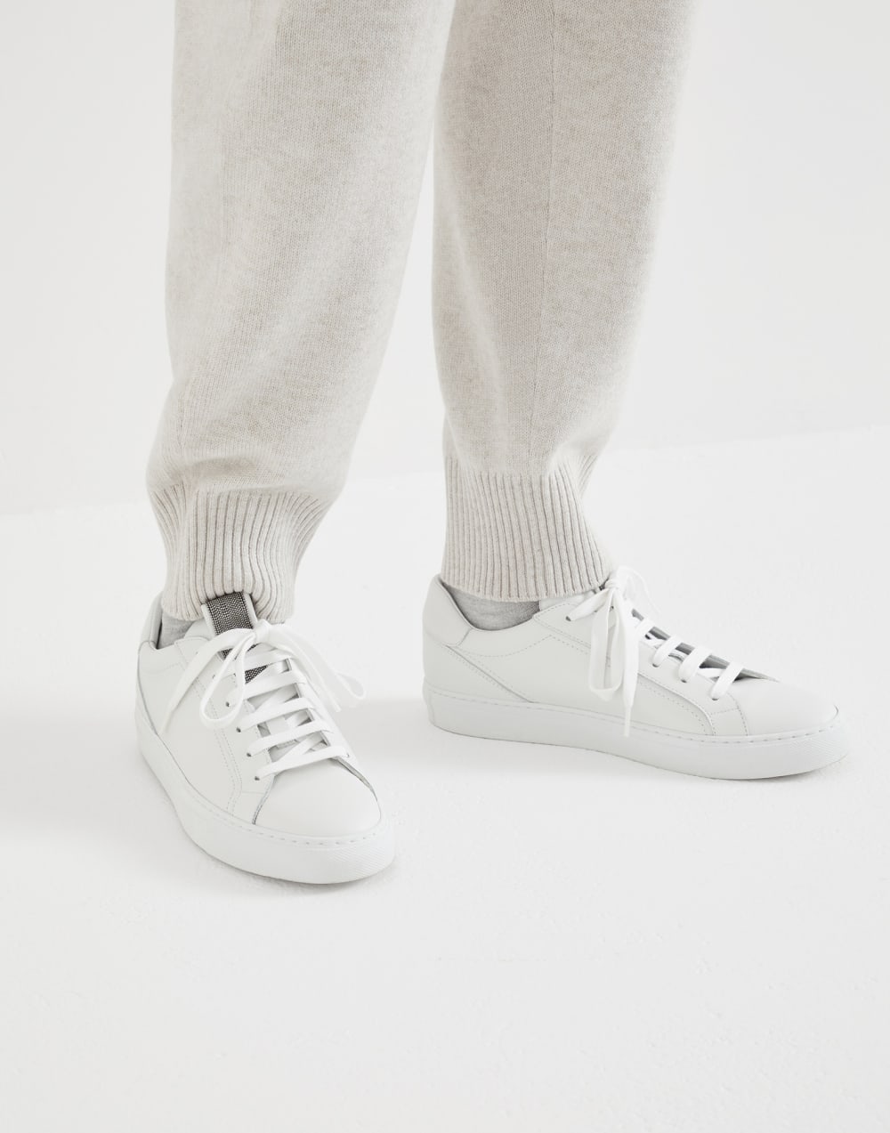 Matte calfskin sneakers with precious detail