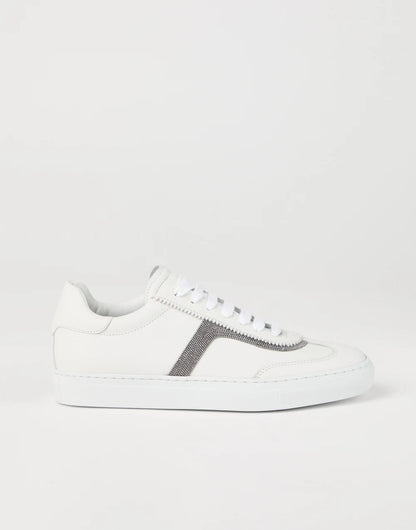 Calfskin sneakers with precious detail