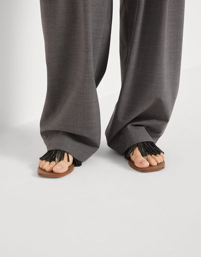 Suede sandals with precious tassels