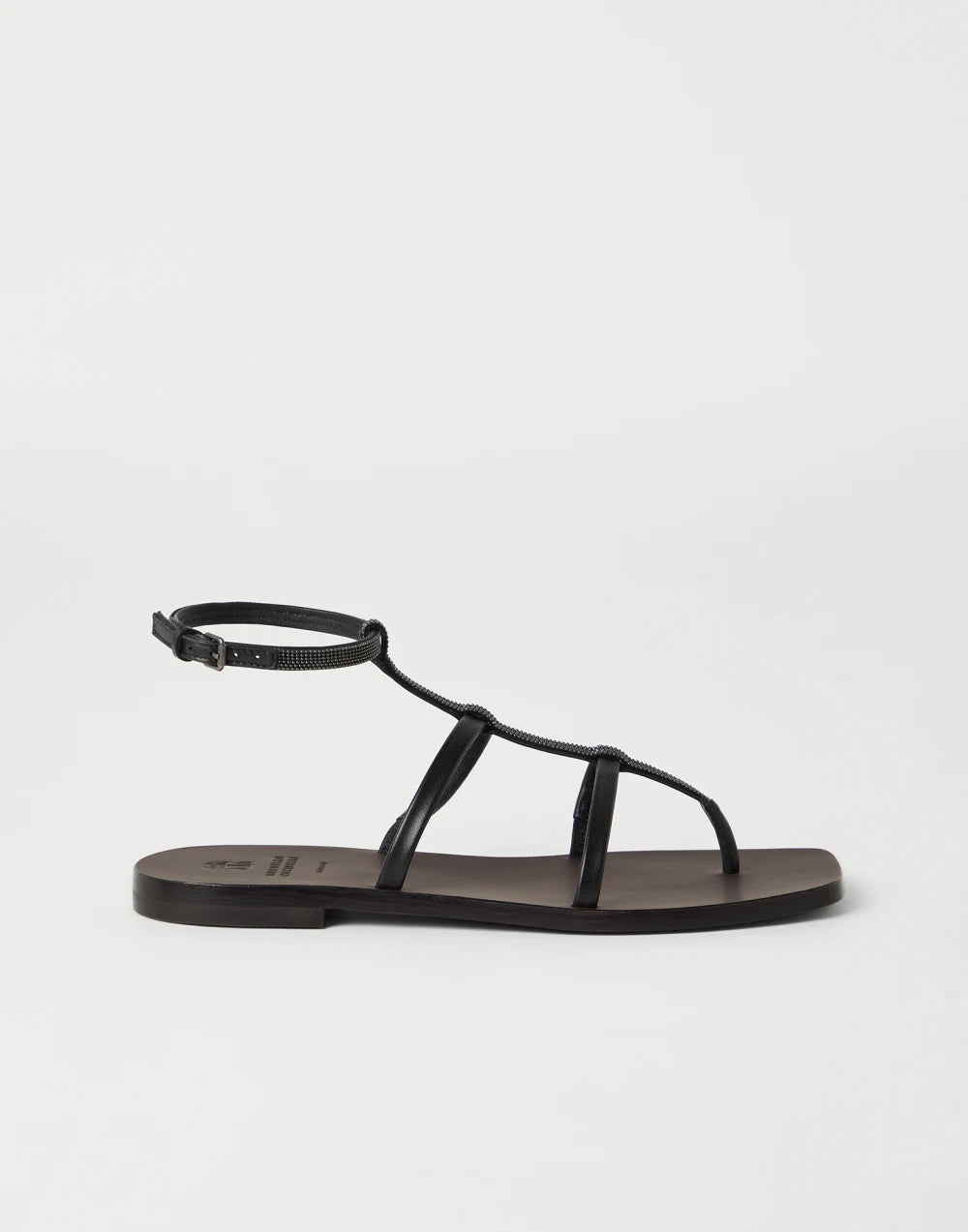 Nappa leather sandals with precious strap