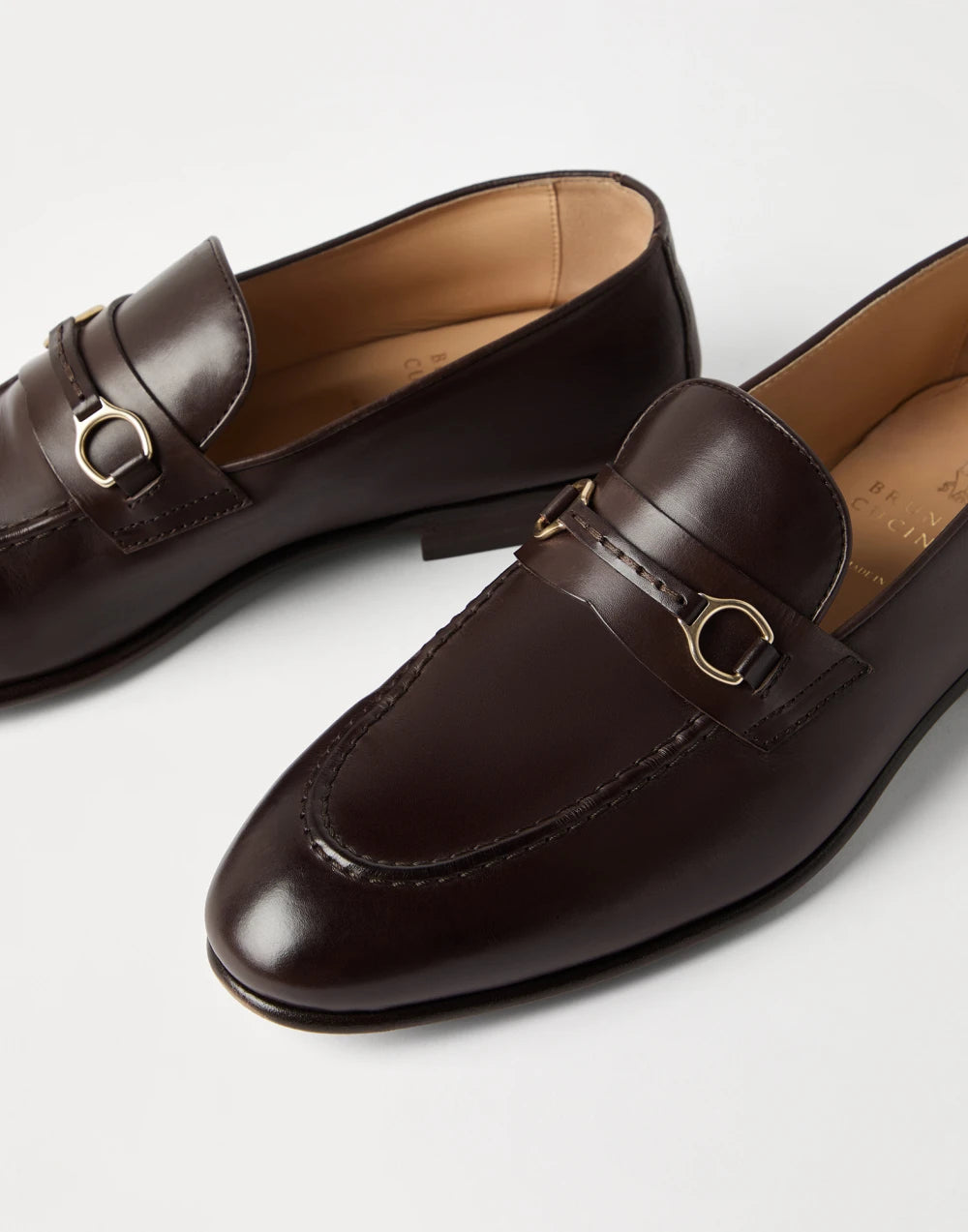 Soft waxed calfskin loafers with bit detail