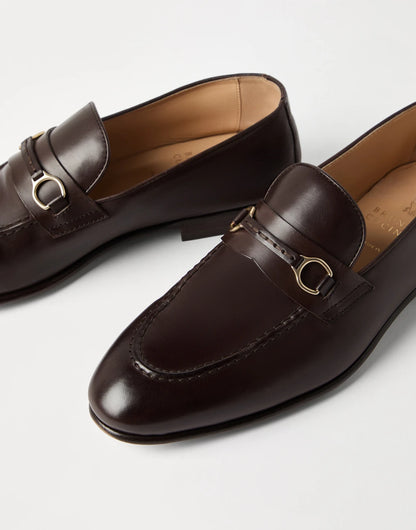 Soft waxed calfskin loafers with bit detail