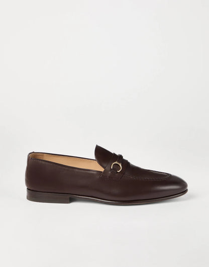 Soft waxed calfskin loafers with bit detail