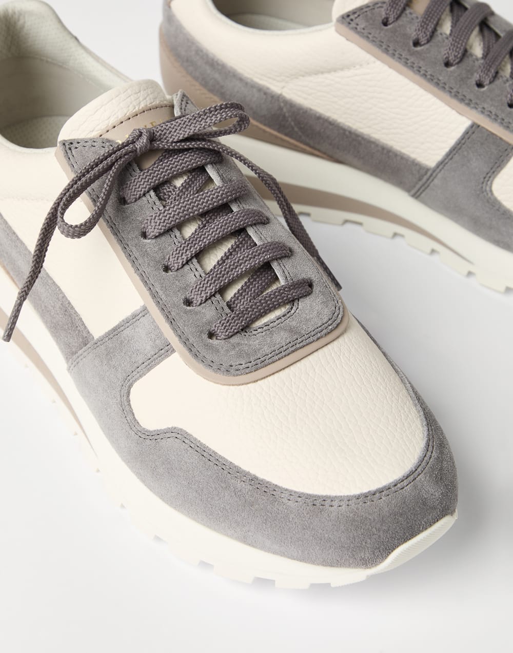 Washed suede and calfskin runners