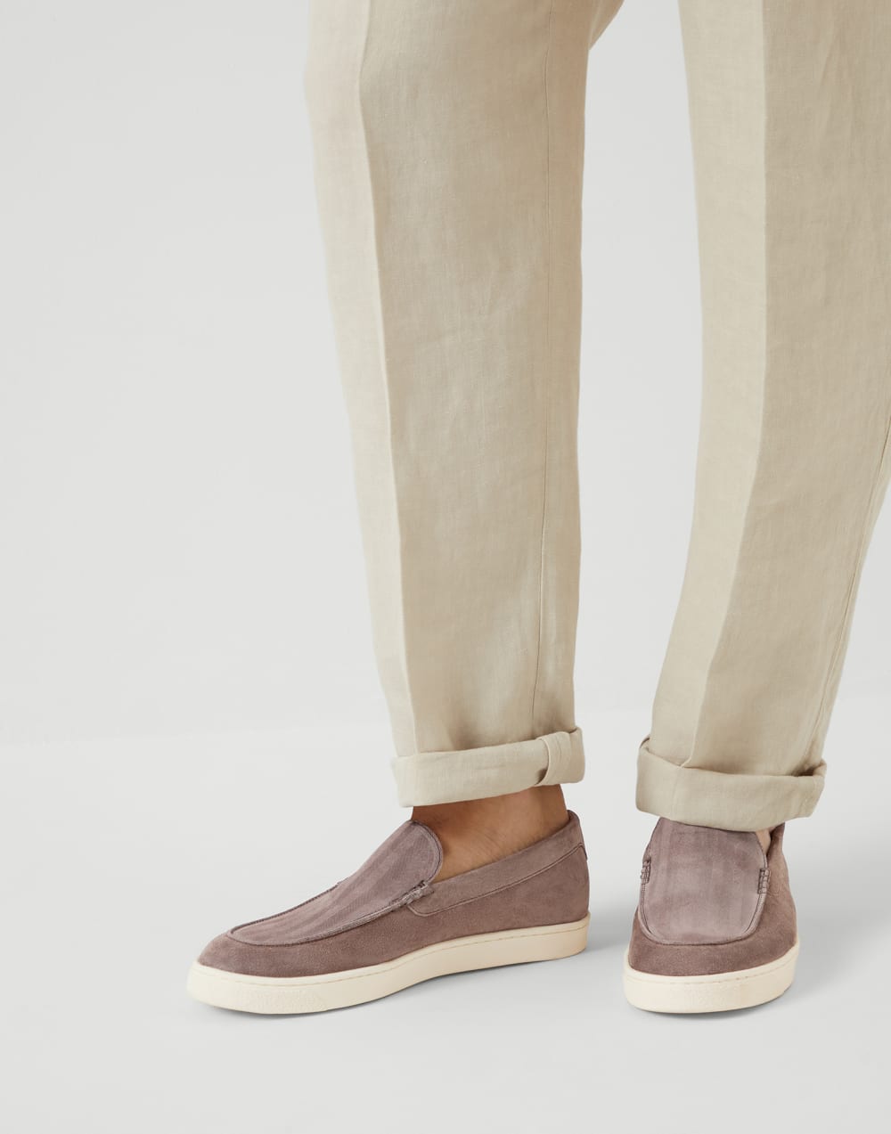 Chevron-effect suede loafers