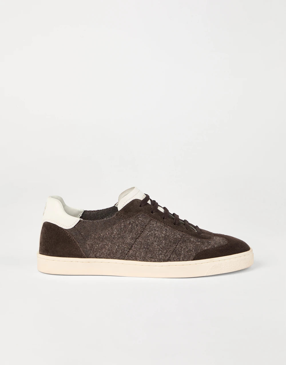 Cotton knit, washed suede and soft calfskin sneakers