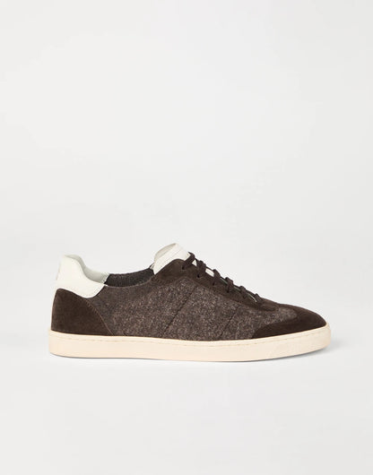 Cotton knit, washed suede and soft calfskin sneakers