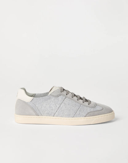 Cotton knit, washed suede and soft calfskin sneakers