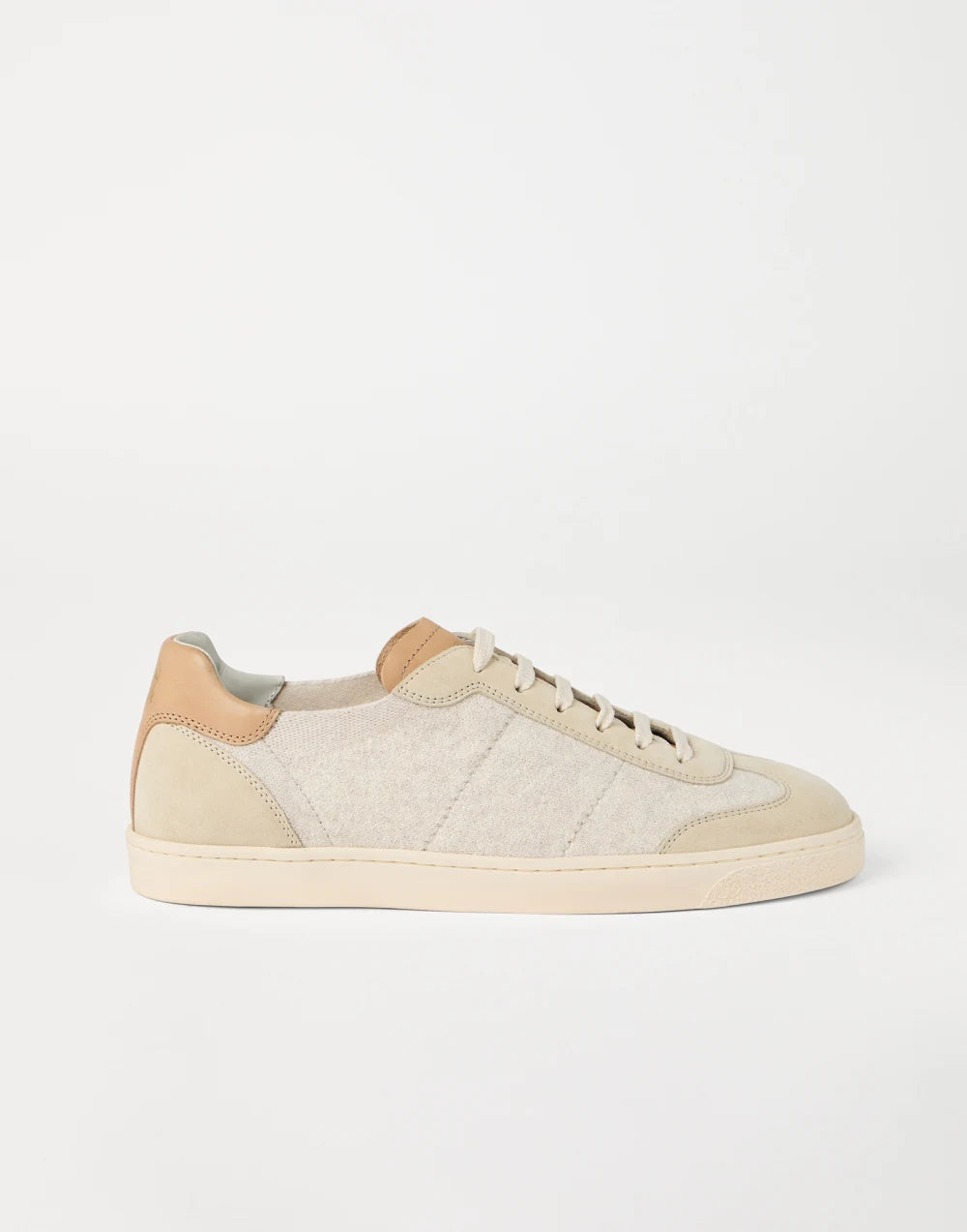 Cotton knit, washed suede and soft calfskin sneakers