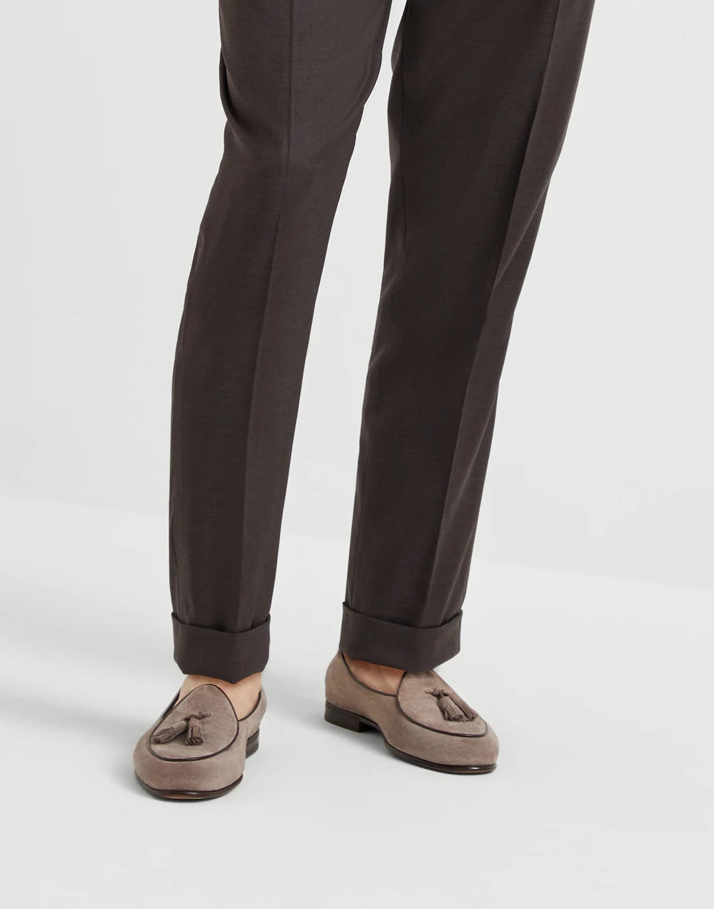 Suede Belgian loafer with tassels