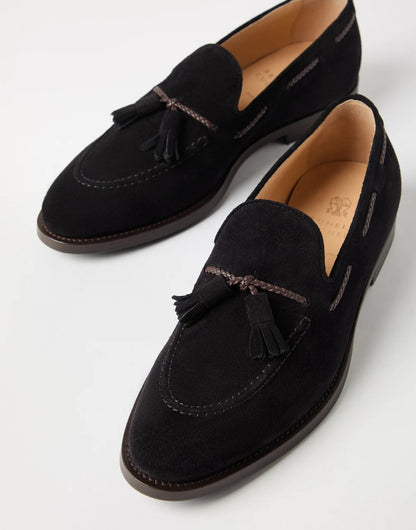 Suede loafers with tassels