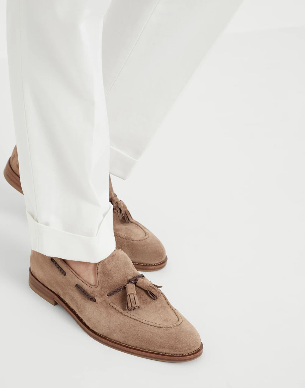 Suede loafers with tassels