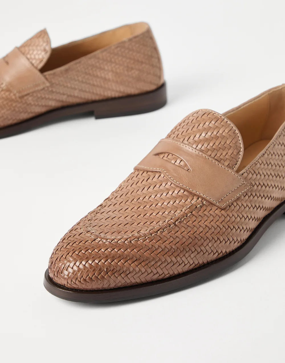Braided calfskin penny loafers