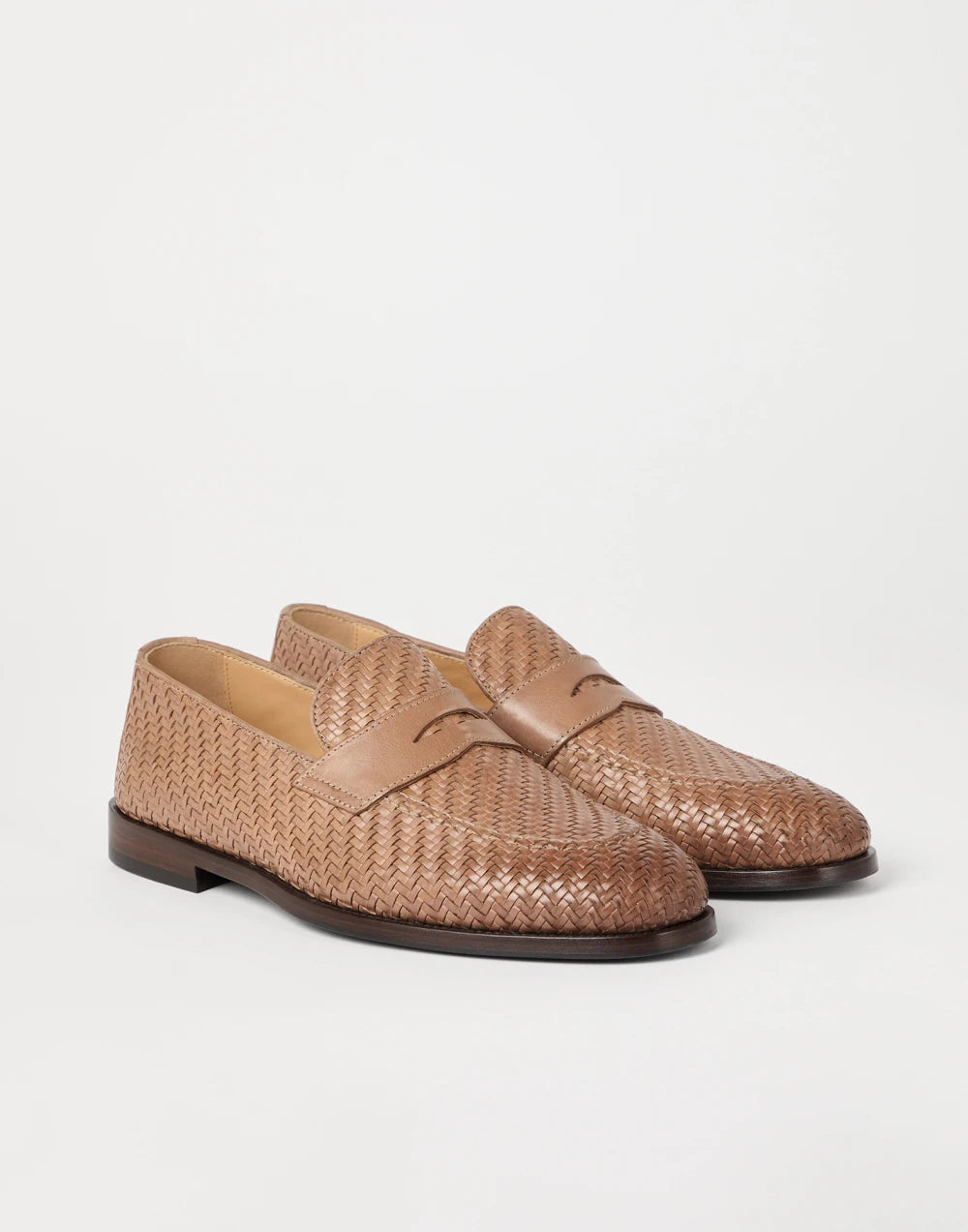 Braided calfskin penny loafers