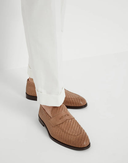 Braided calfskin penny loafers