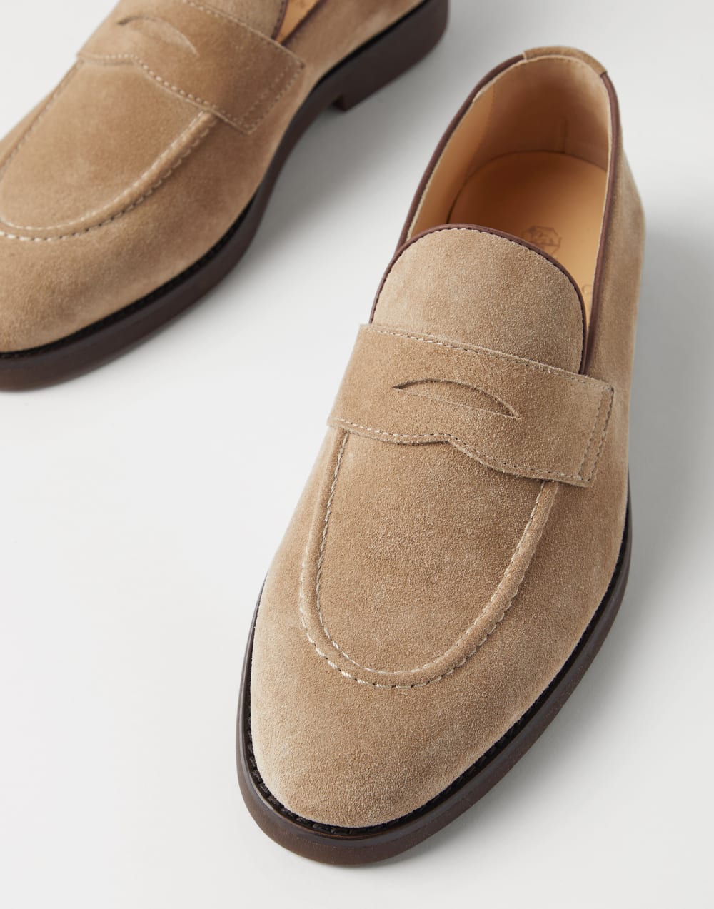Washed suede penny loafers