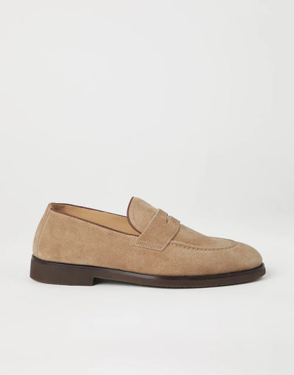 Washed suede penny loafers